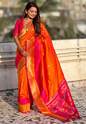 Paithani Saree in Orange