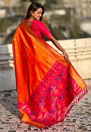 Paithani Saree in Orange