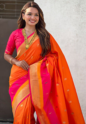 Paithani Saree in Orange