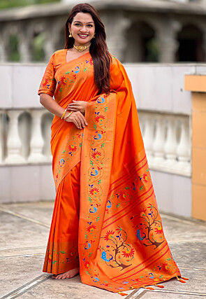Paithani Saree in Orange