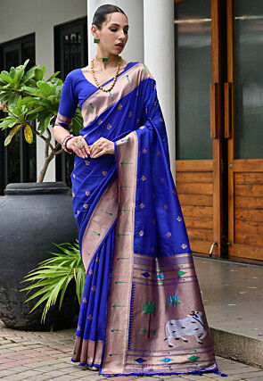 Paithani Saree in Royal Blue