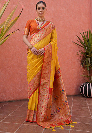 Paithani Saree in Yellow