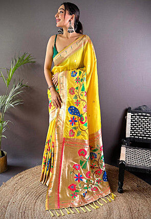 Woven Saree in Yellow