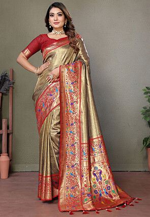 Paithani Silk Saree in Bronze