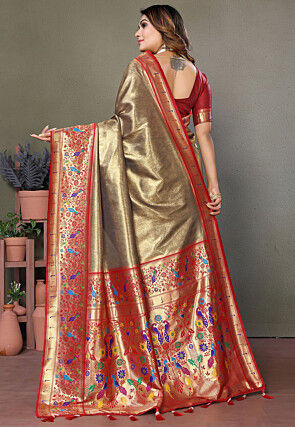 Paithani Silk Saree in Bronze