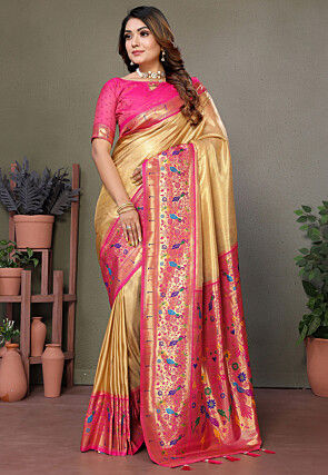 Paithani Silk Saree in Golden