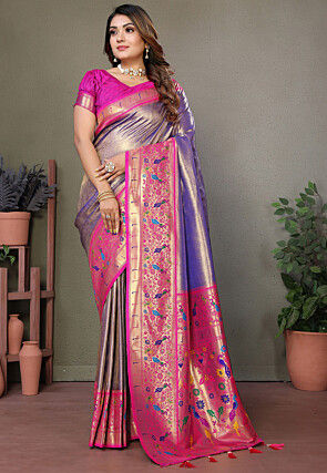 Paithani Silk Saree in Purple and Golden