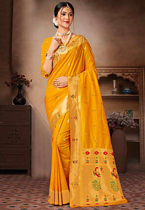 Pathani Saree in Yellow