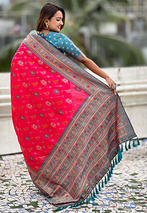 Patola Art Silk Saree in Fuchsia