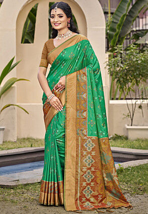 Patola Art Silk Saree in Green