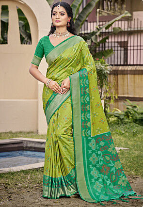 Patola Art Silk Saree in Light Green