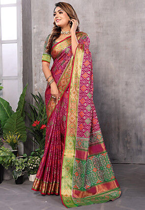 Patola Art Silk Saree in Magenta