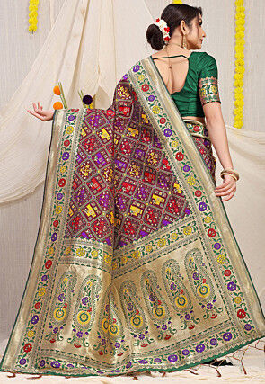 Patola Art Silk Saree in Maroon