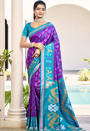 Patola Art Silk Saree in Purple