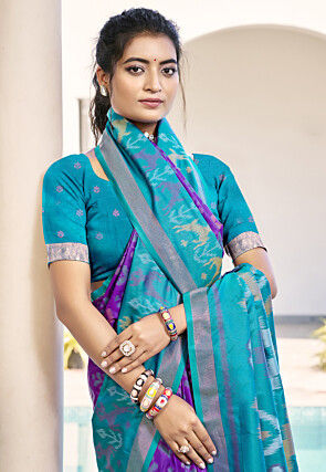 Patola Art Silk Saree in Purple