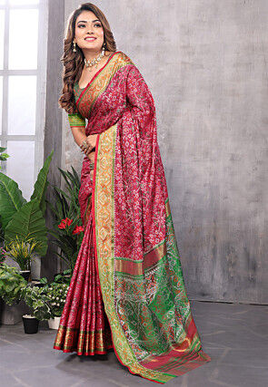 Patola Art Silk Saree in Red