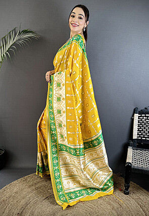 Patola Art Silk Saree in Yellow