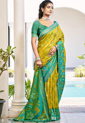 Patola Art Silk Saree in Yellow