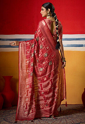 Patola Georgette Brasso Saree in Red