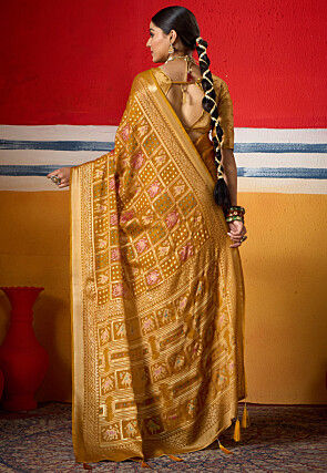 Patola Georgette Brasso Saree in Yellow
