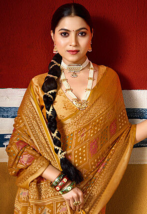Patola Georgette Brasso Saree in Yellow