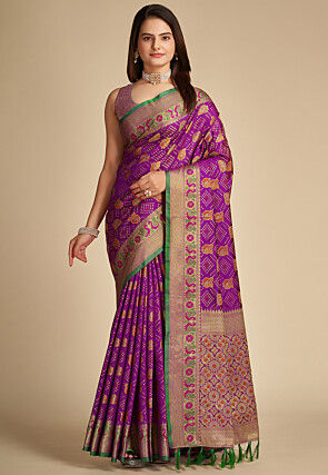 Patola Patola Silk Saree in Purple