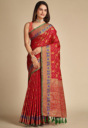 Patola Patola Silk Saree in Red