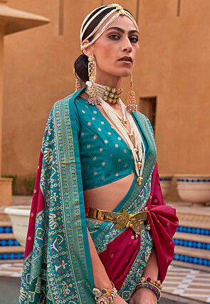 Patola Printed Art Silk Saree in Red