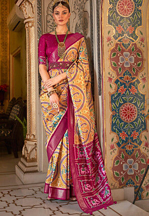 Buy Traditional Wear Grey Patola Silk Saree Online From Surat Wholesale  Shop.