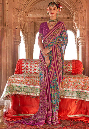 Patola Printed Georgette Saree in Blue