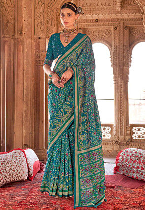Patola Printed Georgette Saree in Blue