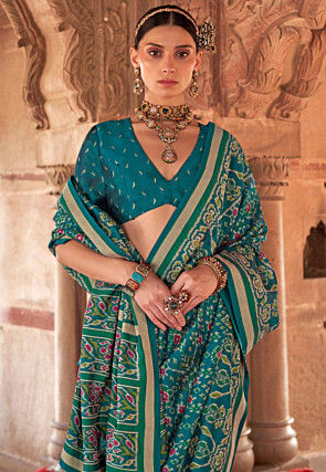 Patola Printed Georgette Saree in Blue
