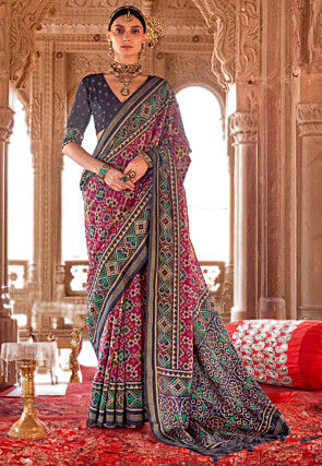 Patola Printed Georgette Saree in Pink