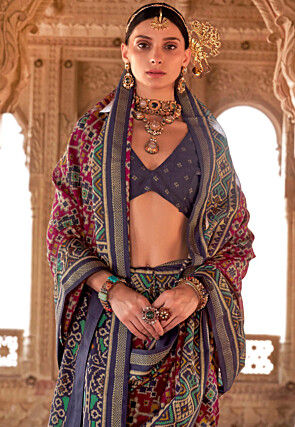 Patola Printed Georgette Saree in Pink