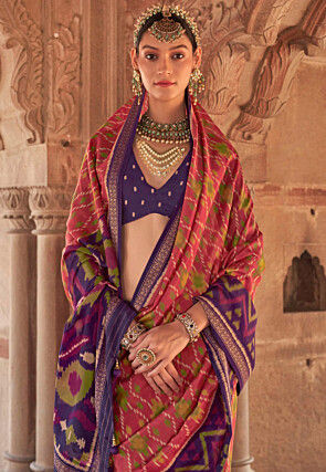 Patola Printed Georgette Saree in Pink