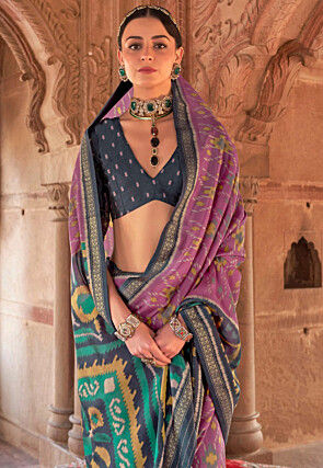 Patola Printed Georgette Saree in Purple