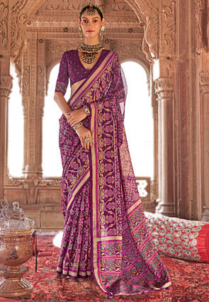 Patola Printed Georgette Saree in Purple