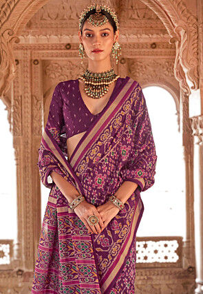 Patola Printed Georgette Saree in Purple