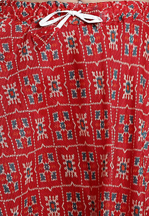 Patola Printed Kota Doria Skirt in Red