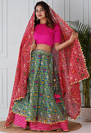Patola Printed Kota Silk Dupatta in Dark Fuchsia