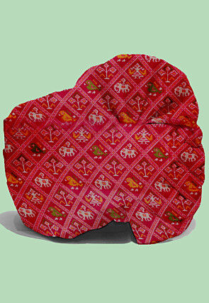 Patola Printed Kota Silk Kids Turban in Fuchsia