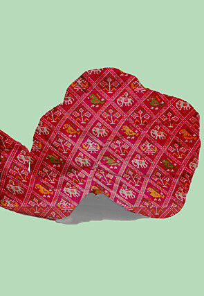 Patola Printed Kota Silk Kids Turban in Fuchsia