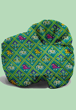 Patola Printed Kota Silk Kids Turban in Sea Green