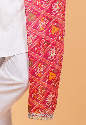 Patola Printed Kota Silk Men Dupatta in Fuchsia
