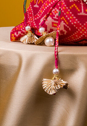 Patola Printed Kota Silk Potli Bag in Fuchsia