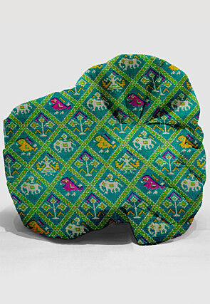 Patola Printed Kota Silk Unisex Turban in Sea Green