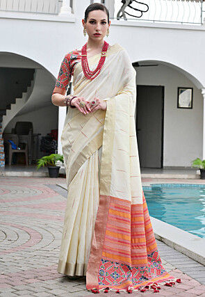 Patola Saree in Cream