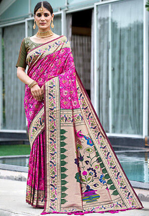Patola Saree in Fuchsia