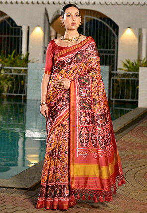 Patola Saree in Mustard