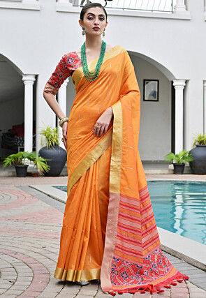Patola Saree in Mustard